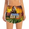 thumbnail image 1 of Bixox Women's Fall Village Scenery pattern 2 in 1 Running Shorts - Lightweight Athletic Workout Gym Yoga Shorts Liner with Pockets - Large, 1 of 7