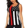 thumbnail image 1 of Bixox Women's Firefighters USA Flag Printed Sleeveless Fitness Workout Running Quick-Dry Tank Top, 1 of 7