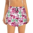 thumbnail image 1 of Bixox Women's Flamingo pattern 2 in 1 Running Shorts - Lightweight Athletic Workout Gym Yoga Shorts Liner with Pockets - X-Large, 1 of 7