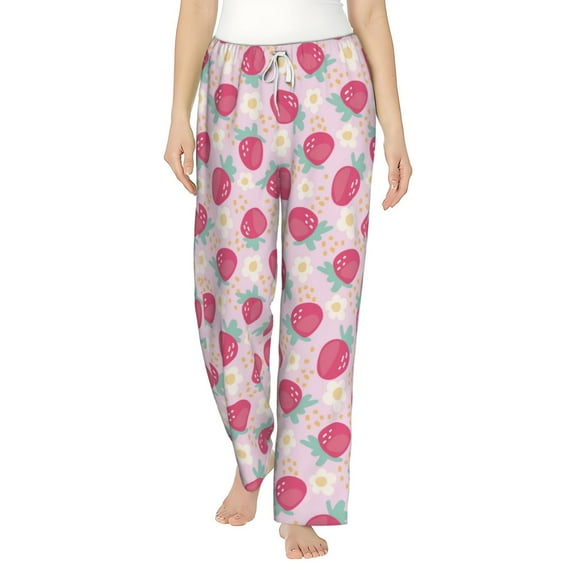 Bixox Women's Floral Strawberr Patterned Pajama Pants Loungewear