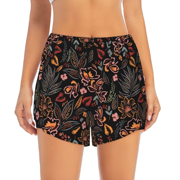 Bixox Women's Floral pattern 2 in 1 Running Shorts - Lightweight Athletic Workout Gym Yoga Shorts Liner with Pockets - XX-Large