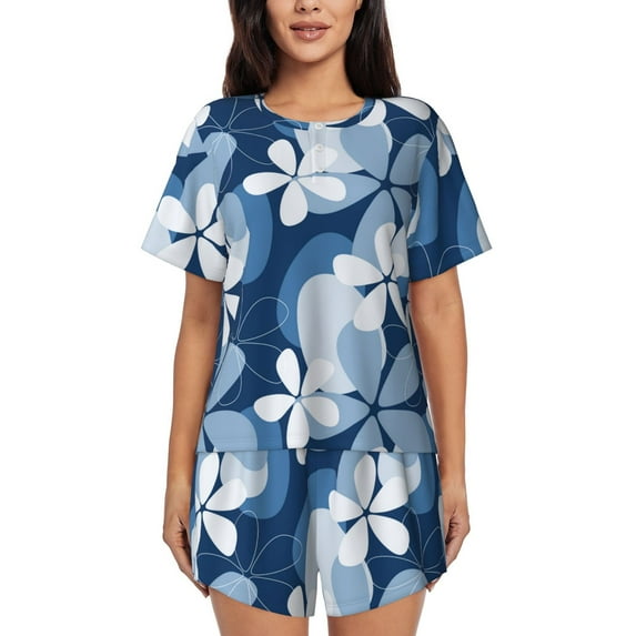 Bixox Women's Flower Printed Pajama Set 2 Piece Lounge Set Top and Shorts Soft Pajamas, Shorts with Pockets