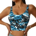 thumbnail image 1 of Bixox Women's Football Time Pattern Fitness Navel Tank Top U-Back Yoga Tank Top Sweatshirt Sports Bra, 1 of 7