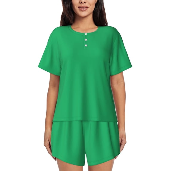 Bixox Women's Forestgreen Printed Pajama Set 2 Piece Lounge Set Top and Shorts Soft Pajamas, Shorts with Pockets