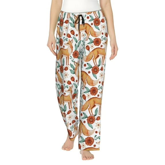 Bixox Women's Foxes and Floral Harmony Patterned Pajama Pants Loungewear