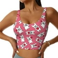thumbnail image 1 of Bixox Women's French Bulldog Pattern Fitness Navel Tank Top U-Back Yoga Tank Top Sweatshirt Sports Bra, 1 of 7