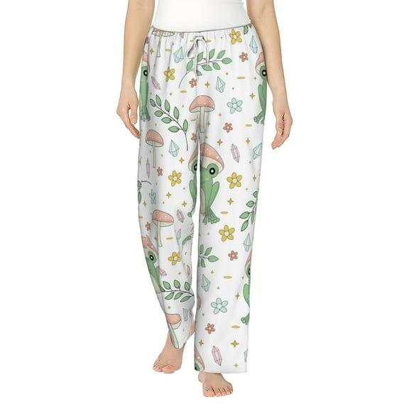 Bixox Women's Frog and Mushrooms Patterned Pajama Pants Loungewear