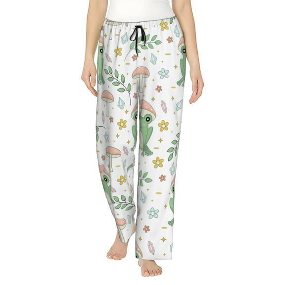 Bixox Women's Frog and Mushrooms Patterned Pajama Pants Loungewear