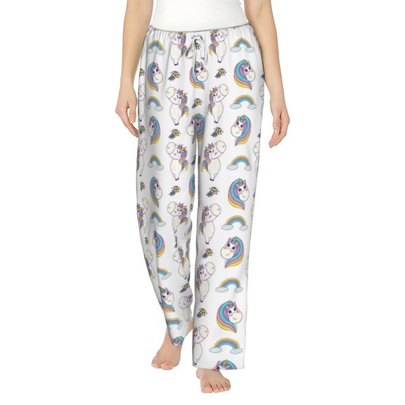 Bixox Women's Funny Kawaii Unicorns Dancing Patterned Pajama Pants Loungewear