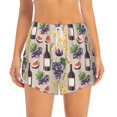 thumbnail image 1 of Bixox Women's Glasses Of Red Wine pattern 2 in 1 Running Shorts - Lightweight Athletic Workout Gym Yoga Shorts Liner with Pockets - Small, 1 of 5