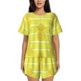 thumbnail image 1 of Bixox Women's Gold Pineapple Printed Pajama Set 2 Piece Lounge Set Top and Shorts Soft Pajamas, Shorts with Pockets, 1 of 7