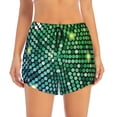 thumbnail image 1 of Bixox Women's Green Disco Lights pattern 2 in 1 Running Shorts - Lightweight Athletic Workout Gym Yoga Shorts Liner with Pockets - XX-Large, 1 of 5