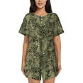 thumbnail image 1 of Bixox Women's Green Snake Skin Printed Pajama Set 2 Piece Lounge Set Top and Shorts Soft Pajamas, Shorts with Pockets, 1 of 7