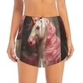 thumbnail image 1 of Bixox Women's Haired White Horse pattern 2 in 1 Running Shorts - Lightweight Athletic Workout Gym Yoga Shorts Liner with Pockets - Small, 1 of 5