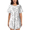 thumbnail image 1 of Bixox Women's Hand Drawn Snake Printed Pajama Set 2 Piece Lounge Set Top and Shorts Soft Pajamas, Shorts with Pockets, 1 of 7