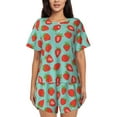 thumbnail image 1 of Bixox Women's Hand Drawn Strawberry Printed Pajama Set 2 Piece Lounge Set Top and Shorts Soft Pajamas, Shorts with Pockets, 1 of 7