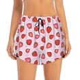 thumbnail image 1 of Bixox Women's Hand Drawn Strawberry pattern 2 in 1 Running Shorts - Lightweight Athletic Workout Gym Yoga Shorts Liner with Pockets - Small, 1 of 7
