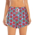 thumbnail image 1 of Bixox Women's Hand Drawn Strawberry pattern 2 in 1 Running Shorts - Lightweight Athletic Workout Gym Yoga Shorts Liner with Pockets - X-Large, 1 of 7