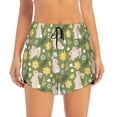 thumbnail image 1 of Bixox Women's Happy Easter pattern 2 in 1 Running Shorts - Lightweight Athletic Workout Gym Yoga Shorts Liner with Pockets - Small, 1 of 7