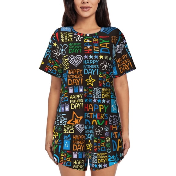 Bixox Women's Happy Father Day Printed Pajama Set 2 Piece Lounge Set Top and Shorts Soft Pajamas, Shorts with Pockets