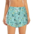 thumbnail image 1 of Bixox Women's Hawaiian Style pattern 2 in 1 Running Shorts - Lightweight Athletic Workout Gym Yoga Shorts Liner with Pockets - Small, 1 of 7