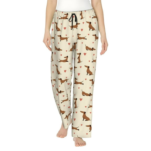 Bixox Women's Heart Dachshund Patterned Pajama Pants Loungewear