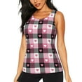 thumbnail image 1 of Bixox Women's Heart Plaid Printed Sleeveless Fitness Workout Running Quick-Dry Tank Top, 1 of 7