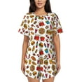 thumbnail image 1 of Bixox Women's Hot Dog Pizza Printed Pajama Set 2 Piece Lounge Set Top and Shorts Soft Pajamas, Shorts with Pockets, 1 of 7