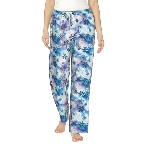 Bixox Women's Icy Blue Snowflakes Patterned Pajama Pants Loungewear