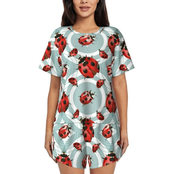 Bixox Women's Insects Printed Pajama Set 2 Piece Lounge Set Top and Shorts Soft Pajamas, Shorts with Pockets
