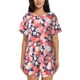 thumbnail image 1 of Bixox Women's Japanese Cherry Blossoms Printed Pajama Set 2 Piece Lounge Set Top and Shorts Soft Pajamas, Shorts with Pockets, 1 of 7