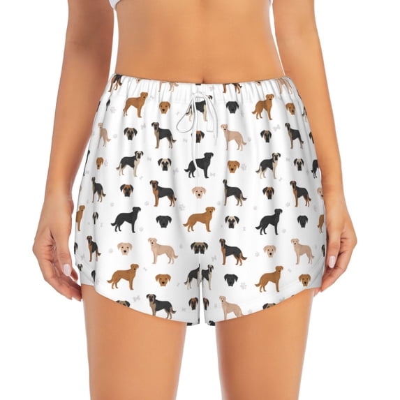 Bixox Women's Labrador Retriever Dog pattern 2 in 1 Running Shorts - Lightweight Athletic Workout Gym Yoga Shorts Liner with Pockets - X-Large