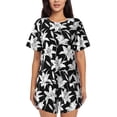 thumbnail image 1 of Bixox Women's Lilies Flowers Printed Pajama Set 2 Piece Lounge Set Top and Shorts Soft Pajamas, Shorts with Pockets, 1 of 7