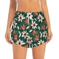thumbnail image 1 of Bixox Women's Lilies Flowers pattern 2 in 1 Running Shorts - Lightweight Athletic Workout Gym Yoga Shorts Liner with Pockets - Large, 1 of 7