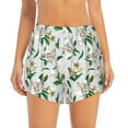 thumbnail image 1 of Bixox Women's Lilies Flowers pattern 2 in 1 Running Shorts - Lightweight Athletic Workout Gym Yoga Shorts Liner with Pockets - Large, 1 of 7