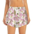 thumbnail image 1 of Bixox Women's Lilies Flowers pattern 2 in 1 Running Shorts - Lightweight Athletic Workout Gym Yoga Shorts Liner with Pockets - Small, 1 of 7