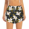 thumbnail image 1 of Bixox Women's Lilies Flowers pattern 2 in 1 Running Shorts - Lightweight Athletic Workout Gym Yoga Shorts Liner with Pockets - XX-Large, 1 of 7