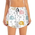 thumbnail image 1 of Bixox Women's Little Elephant pattern 2 in 1 Running Shorts - Lightweight Athletic Workout Gym Yoga Shorts Liner with Pockets - Small, 1 of 7
