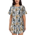 thumbnail image 1 of Bixox Women's Llama and Cactus1 Printed Pajama Set 2 Piece Lounge Set Top and Shorts Soft Pajamas, Shorts with Pockets, 1 of 7