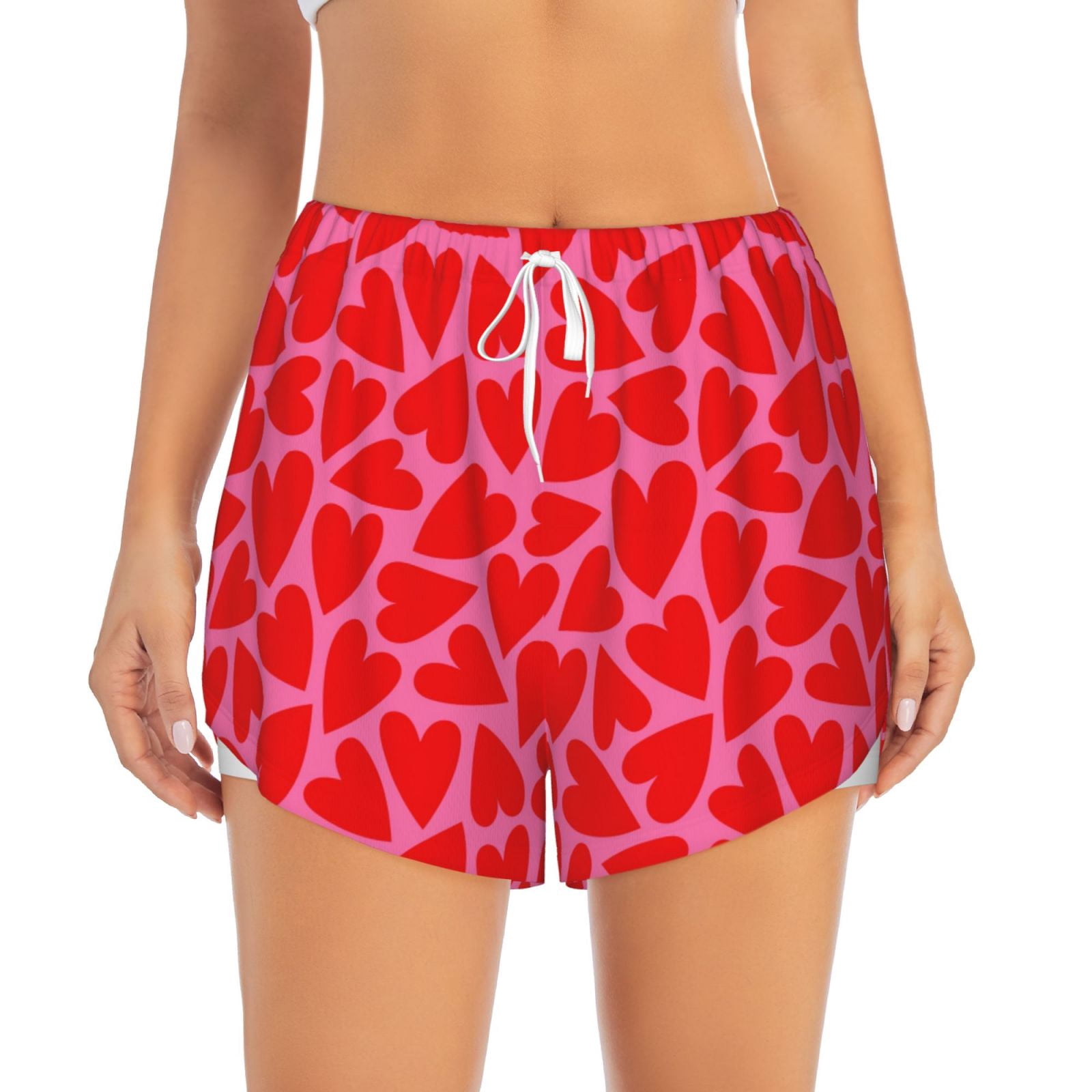 Bixox Women's Love Heart pattern 2 in 1 Running Shorts