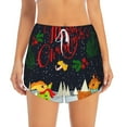 thumbnail image 1 of Bixox Women's Merry Christmas Elk pattern 2 in 1 Running Shorts - Lightweight Athletic Workout Gym Yoga Shorts Liner with Pockets - Small, 1 of 7