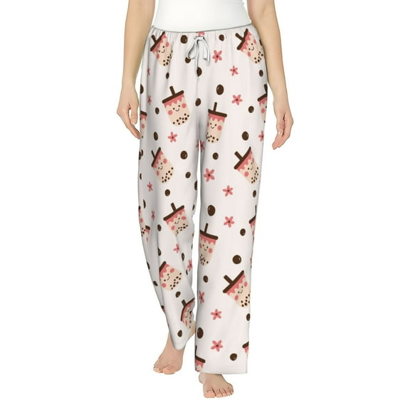 Bixox Women's Milk Tea Patterned Pajama Pants Loungewear