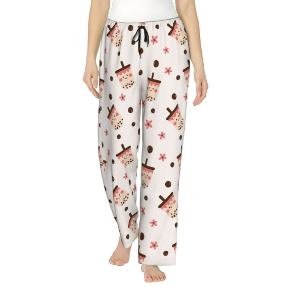 Bixox Women's Milk Tea Patterned Pajama Pants Loungewear