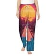 thumbnail image 1 of Bixox Women's Neon Sunset Cyberpunk Cityscape Patterned Pajama Pants Loungewear, 1 of 5