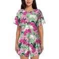 thumbnail image 1 of Bixox Women's Orchids Flowers Printed Pajama Set 2 Piece Lounge Set Top and Shorts Soft Pajamas, Shorts with Pockets, 1 of 7