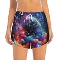 thumbnail image 1 of Bixox Women's Outer Space Floating Numbers And Letters pattern 2 in 1 Running Shorts - Lightweight Athletic Workout Gym Yoga Shorts Liner with Pockets - Large, 1 of 5