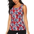 thumbnail image 1 of Bixox Women's Palm Tree Pattern on Red Printed Sleeveless Fitness Workout Running Quick-Dry Tank Top, 1 of 7