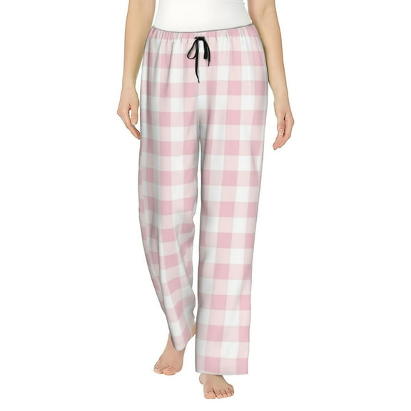 Bixox Women's Pink Checkboard Patterned Pajama Pants Loungewear