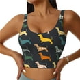 thumbnail image 1 of Bixox Women's Plaid Dachshund Pattern Fitness Navel Tank Top U-Back Yoga Tank Top Sweatshirt Sports Bra, 1 of 7