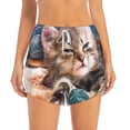 thumbnail image 1 of Bixox Women's Playful Cat pattern 2 in 1 Running Shorts - Lightweight Athletic Workout Gym Yoga Shorts Liner with Pockets - Small, 1 of 7